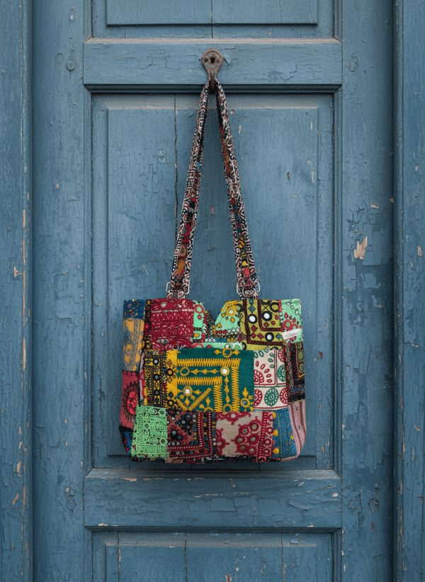 Artistic Patch Fusion Handbag